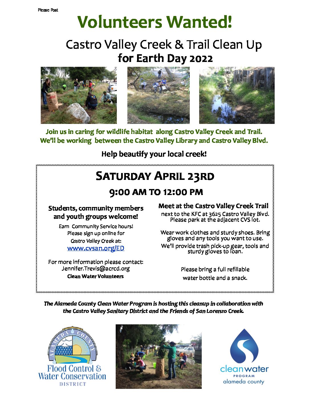 Flyer-Castro Valley Creek Earth Day on 4-23-22