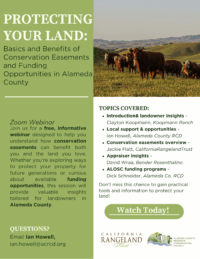 Easement Webinar Video Flyer for ACRCD web Alameda County Conservation Partnership